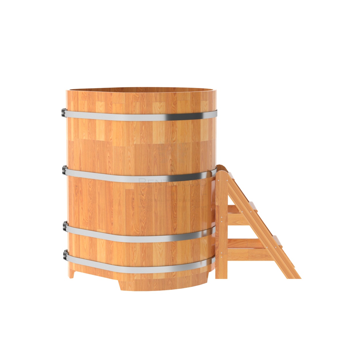 1570 Купель угловая из сращенных ламелей лиственницы 1,03х1,03х1,4 натуральная Alyarus  - Вид №2