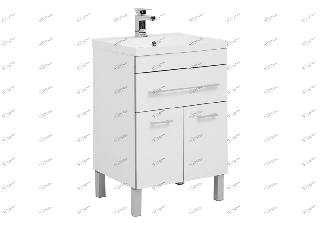 Тумба с раковиной Aquanet Верона NEW 58 белый (напольная 1 ящик 2 дверцы) 0018250700204117