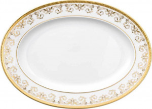 10562567 Rosenthal Versace Блюдо овальное Rosenthal Versace Медуза Гала 34см, фарфор, золотое Фарфор