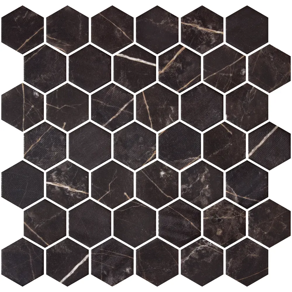 Мозаика Hexag Marble Coimbra стекломасса 28.4x4.9 см цвет черный Santreyd Мозаика Onix STLM-2106362 - Вид №2