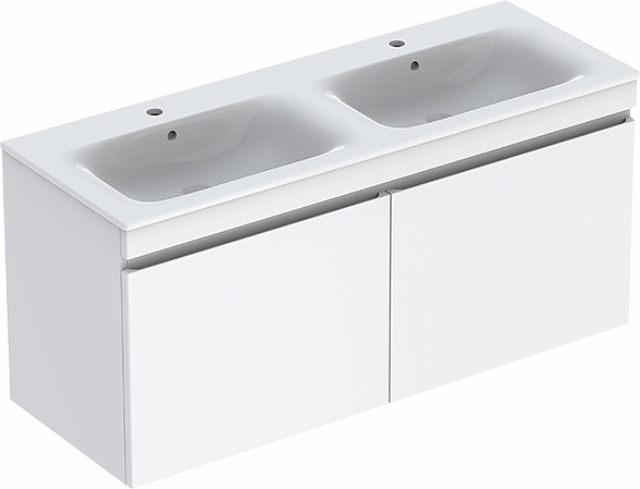 42393 IFO Renova Плоская тумба для умывальника с двумя выдвижными ящиками и двумя внутренними ящиками, Ш = 1290 мм, Ш1 = 1300 мм, темно-серый  - Вид №3