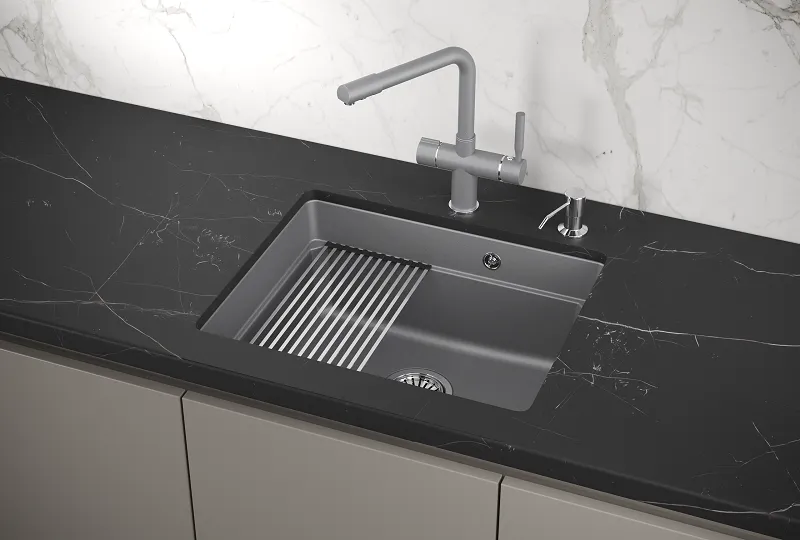 KS-5501U, АЛЮМИНИУМ, кухонная мойка, кварц GRANULA Kitchen Space 5501U-ST309