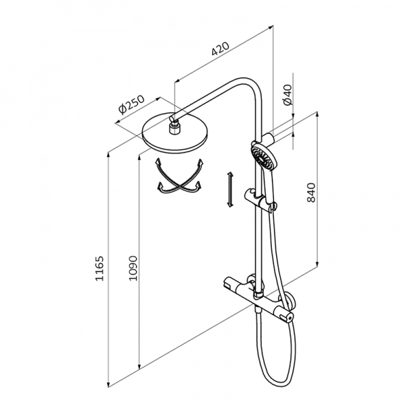 137900XL BASIC Душ термостатический с колонкой Хром GRB MIXERS TENDER - Вид №1