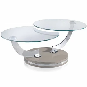 Журнальный столик стеклянный раздвижной на коричневом основании 70 см F1169AA-Vison от Angel Cerda ANGEL CERDA  147498 Прозрачный