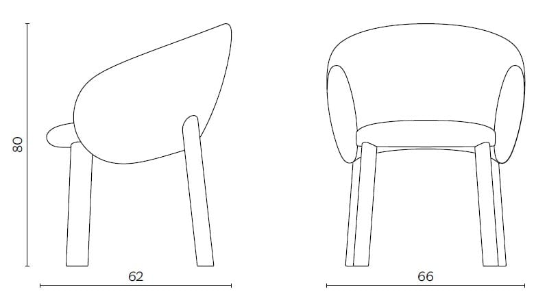 Тканевый мягкий стул с деревянной основой Miniforms Nebula ARCH-00038272 - Вид №6