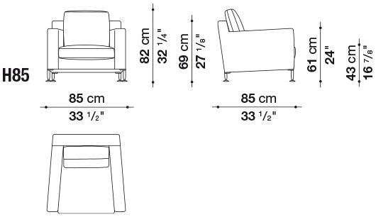 B&B Italia Кресло из ткани с подлокотниками Harry H85 - Вид №1