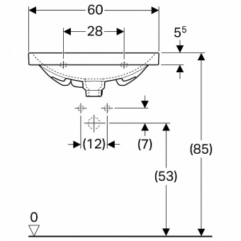 500629012 Подвесная раковина настенная прямоугольная Keramag  белая  - Вид №1