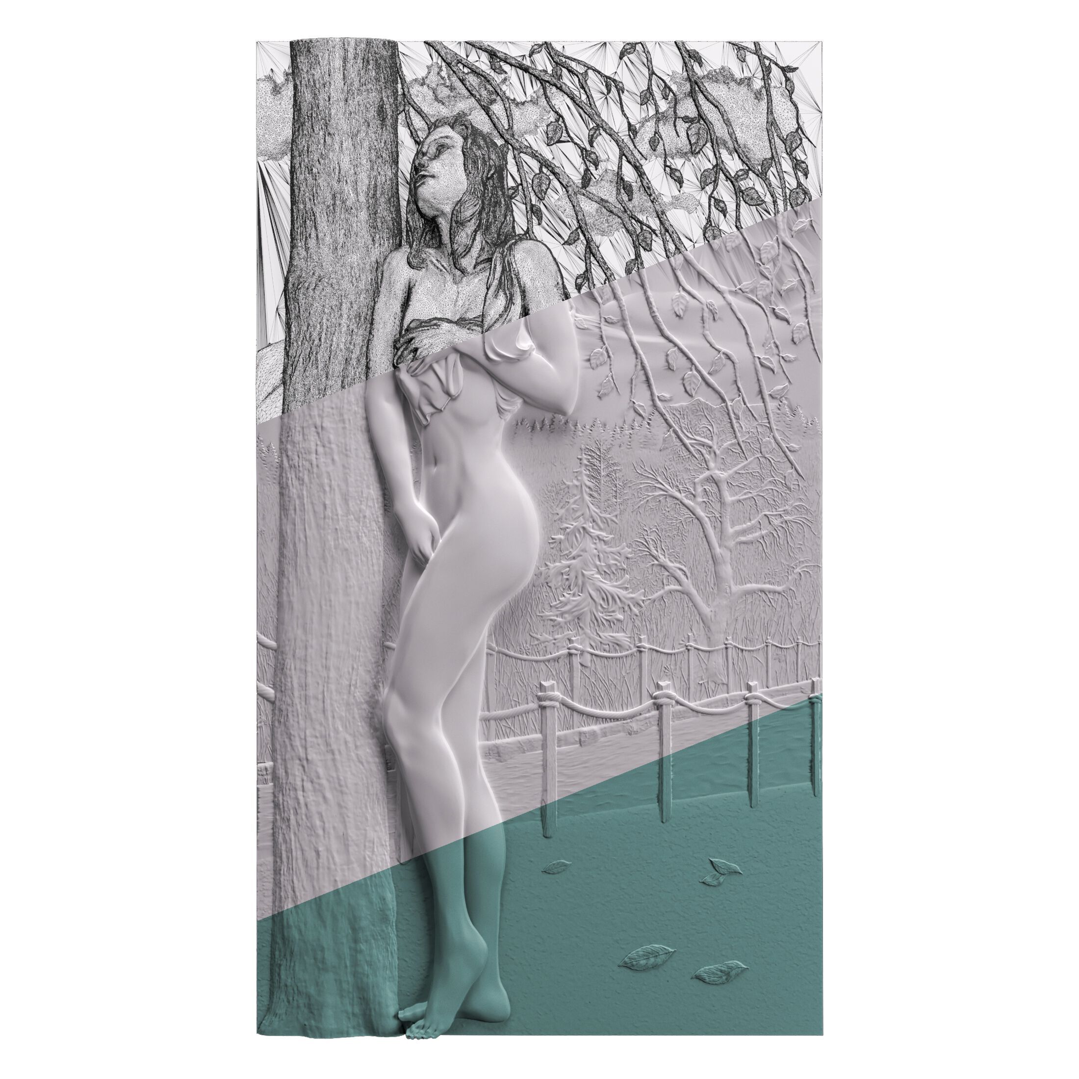 Трехмерная декоративная гипсовая панель WallDeco NAKED ARCH-00096198 - Вид №2