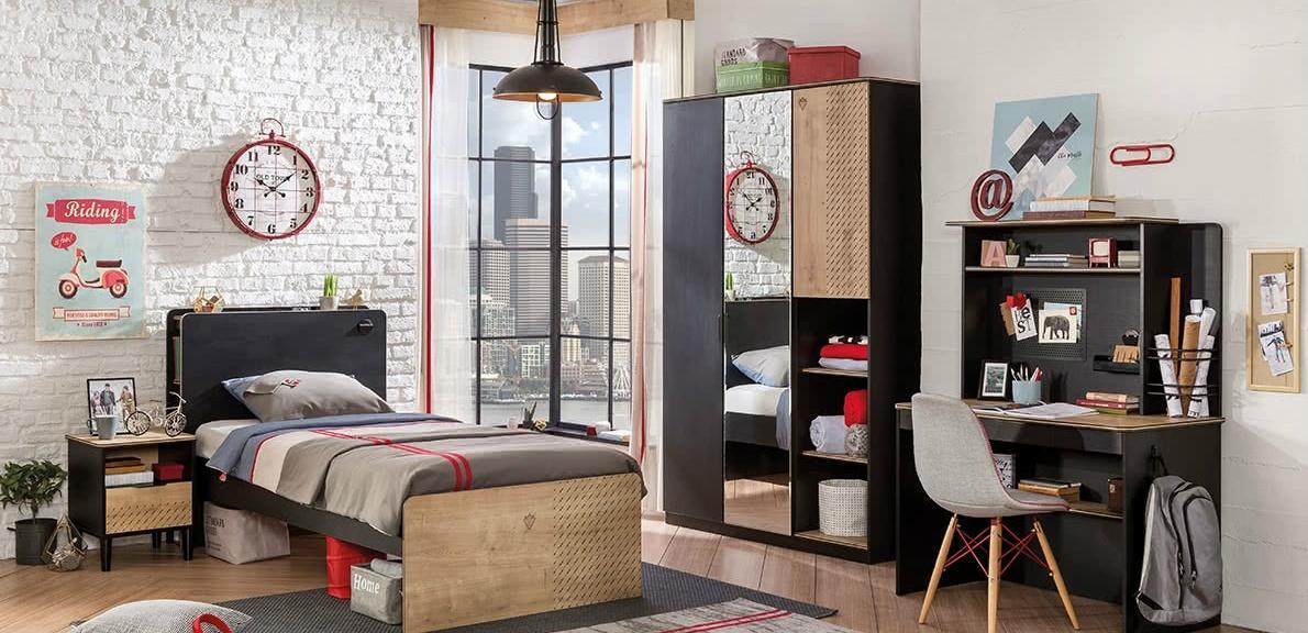 Письменный стол с полками 110 см черный Black M CILEK BLACK 00-3832438 Черный Santreyd - Вид №1