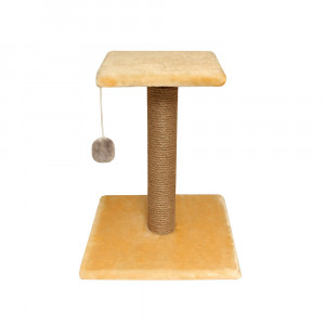 ПР0055176 Когтеточка для кошек Стойка №6 с полочкой и игрушкой однотонная 36х36х45см TRIOL