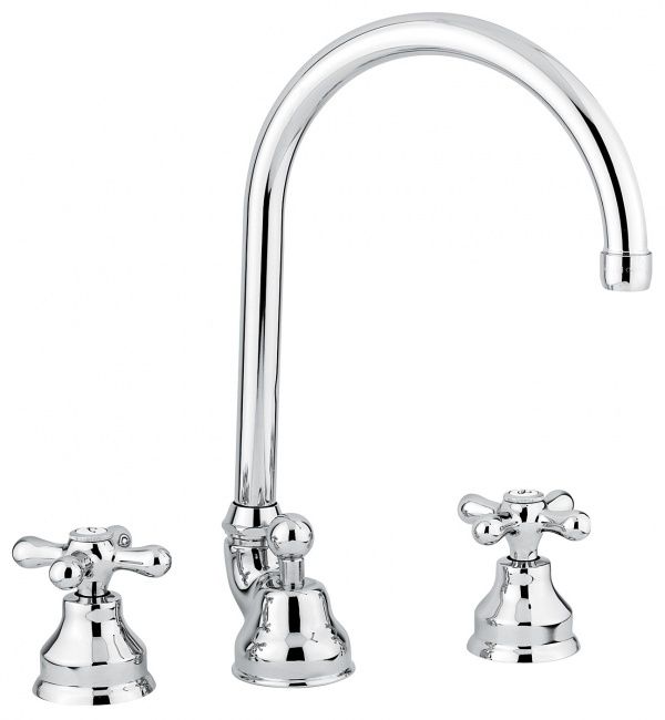 12043CR Смеситель Deco Classic 12043 с донным клапаном для раковины на 3 отверстия, цвет хром EMMEVI Decò classic