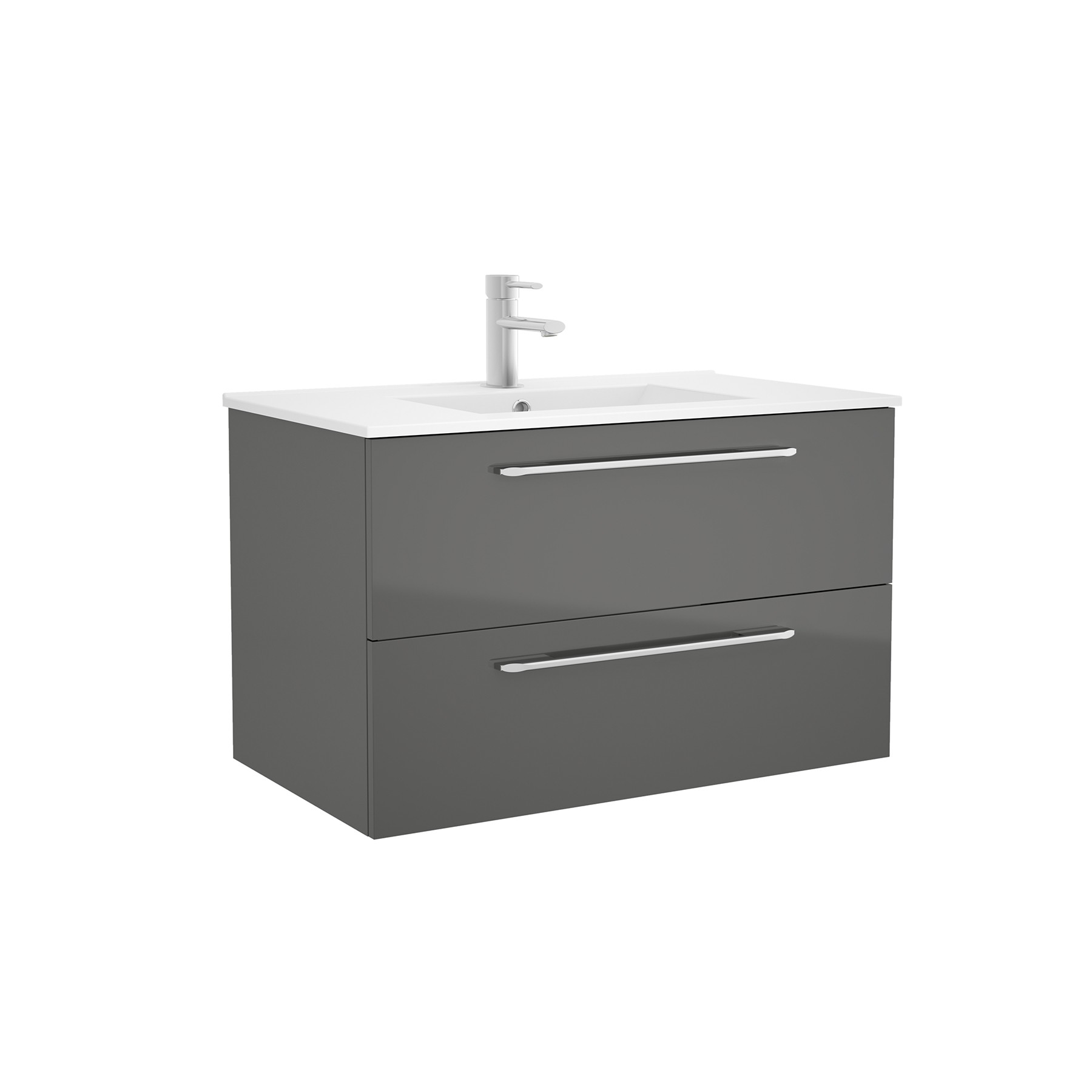 23300 SALGAR Мебель для умывальника FUSSION CHROME 900 2 ящика GLOSS GREY 897 x 540 x 450 мм Глянцевый серый - Вид №1