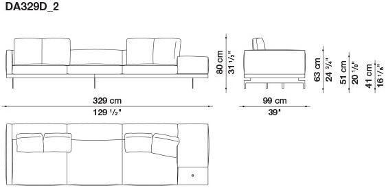 B&B Italia 3-х местный тканевый диван с шезлонгом Dock sun-id-1355318 - Вид №136