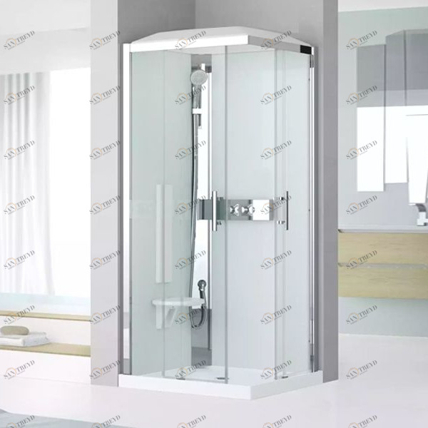 Душевая кабина термостатическая 80x80 GLAX 3 A80 STANDARD Novellini GLAX 3 с высоким душевым поддоном, серебристым профилем и крышей GL3A89TT1B