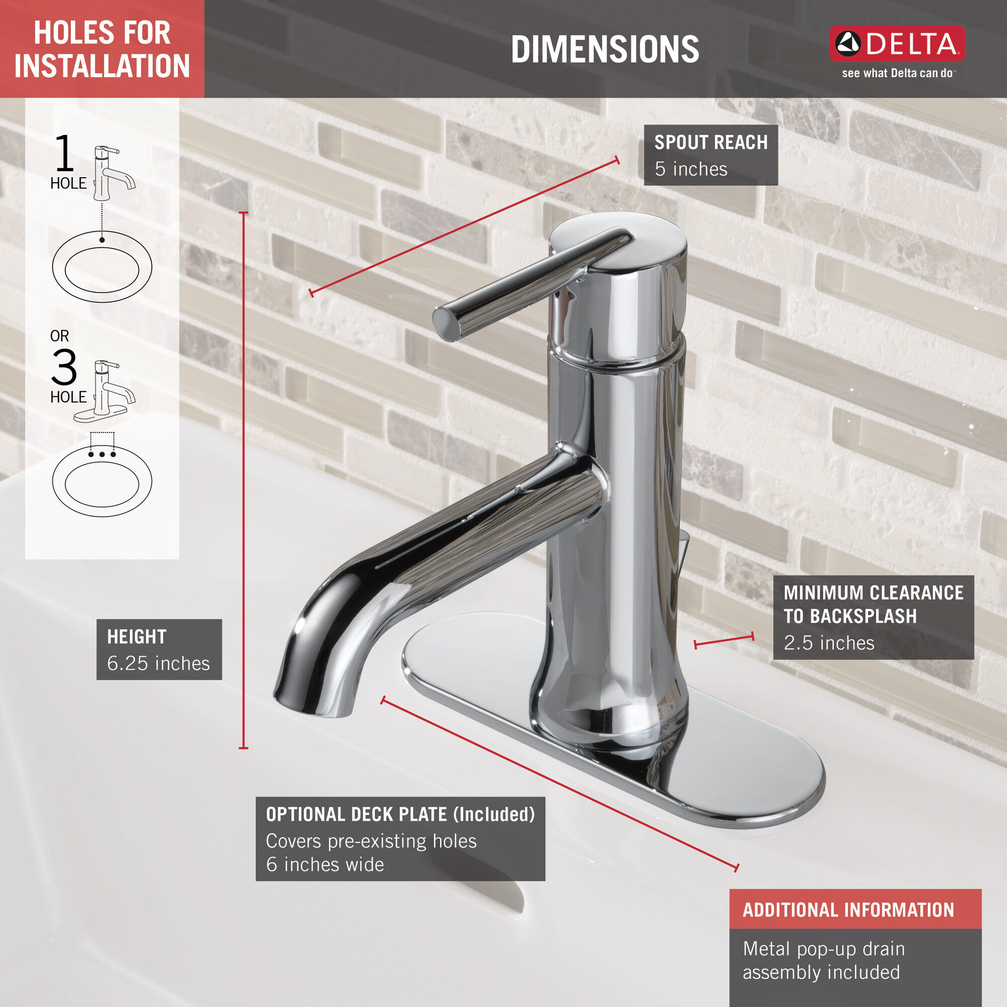 559LF-MPU Смеситель для ванной с одной ручкой Delta Faucet Trinsic Хром  - Вид №4