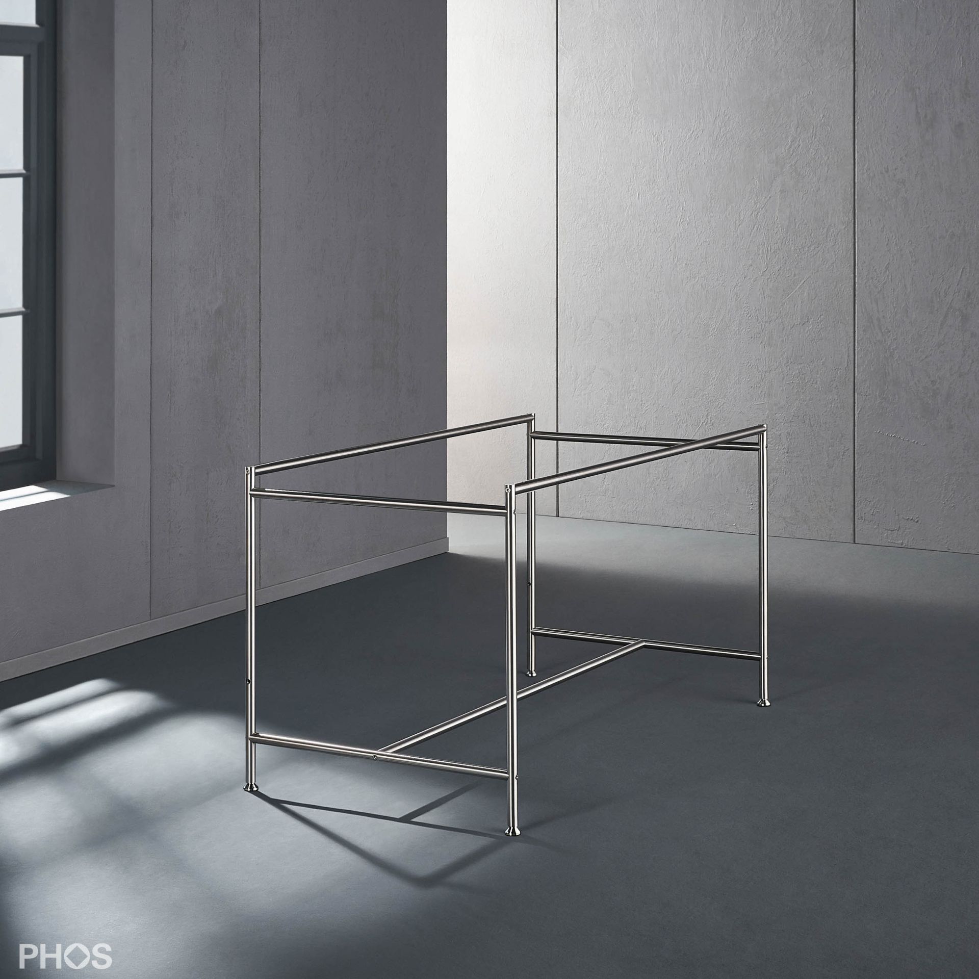 KATI-K2K-TG Стол Karlsruher детский стол - каркас стола с регулируемой перекладиной, 120 х 60 х 63,5 см, из нержавеющей стали, матовой и полированной. PHOS  - Вид №1