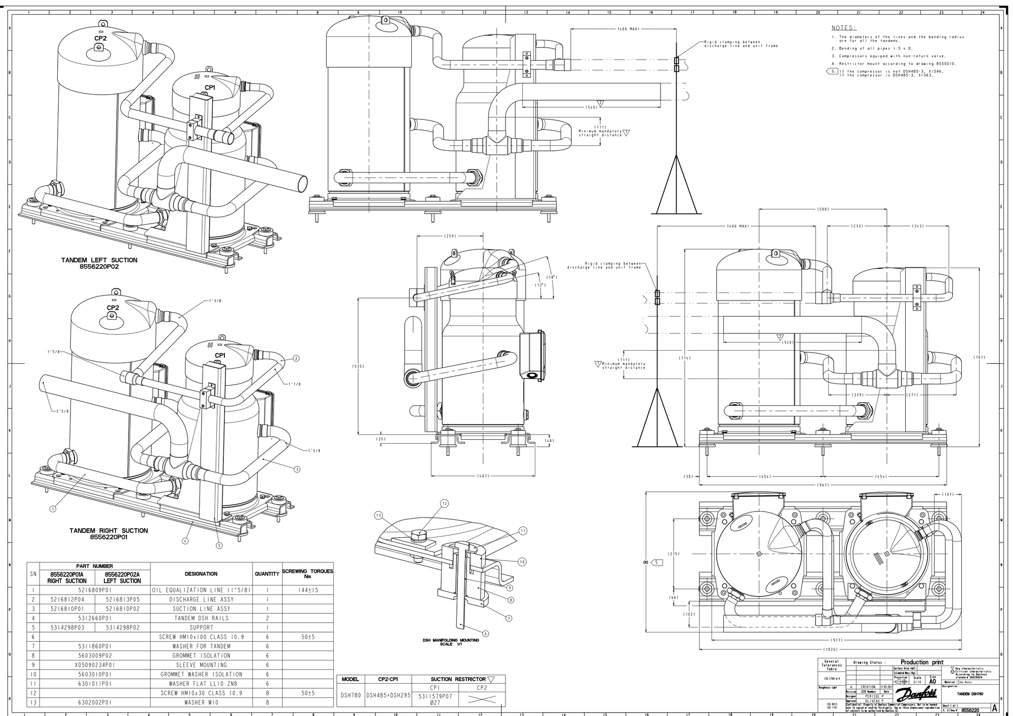 Danfoss DSH — Герметичные спиральные компрессоры, R410A DSH381A4APC Компрессор спиральный 120H1366  - Вид №8