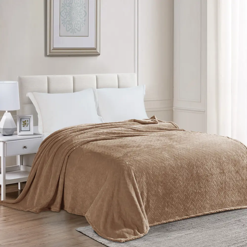 Плед Kazan 140x200 см велсофт цвет бежевый СТОЛИЦА ТЕКСТИЛЯ STLM-2055650 - Вид №3