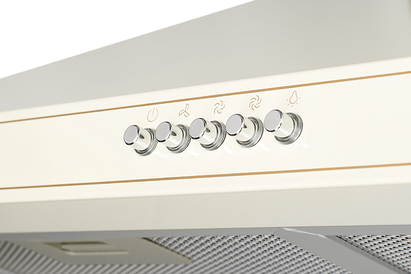 TOP 60 C Настенная вытяжка купольная, ширина 60 см, отвод/рециркуляция, 800 м3/час, механическое управление, таймер, 3 скорости, светодиодное освещение 2 х1.5 вт, металлические жироулавливающие фильтры, угольный фильтр (опция), 66 дб, цвет: бежевый Monshe Santreyd  - Вид №2