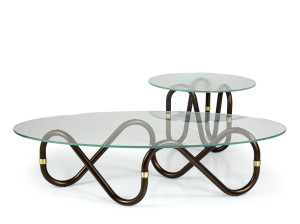 Круглый стеклянный журнальный столик