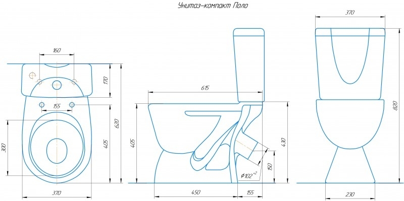 Поло, Унитаз-компакт Компакт унитаз с бачком Белый ROSA ПОЛО Россия - Вид №1