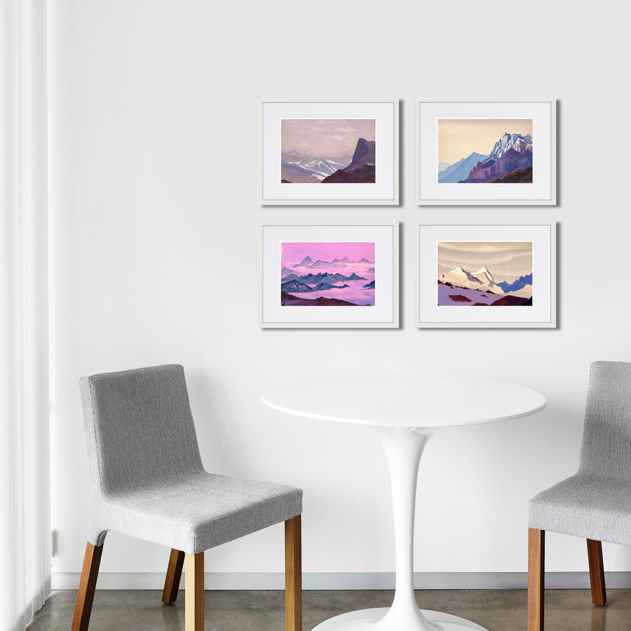 Картина в деревянной раме 42х32 см "Перевал Сугет, 1936 г." КАРТИНЫ В КВАРТИРУ  264839 Белый;розовый;разноцветный  - Вид №7