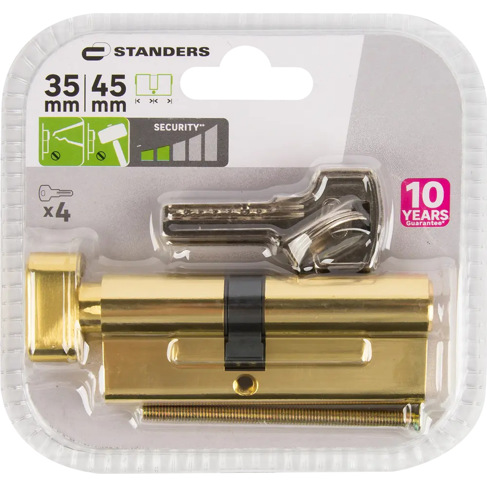 Цилиндр дверной STANDERS TTAL1-3545NBGD с вертушкой, золотистый 82625312 STLM-0032187 - Вид №4