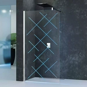 Novellini. Душевой уголок 80x80 см H LED с хромированным профилем KUADRA