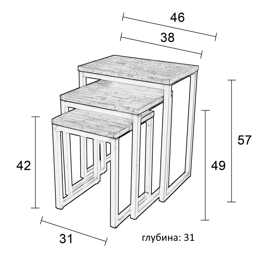 Набор столиков Suri, 3 шт White Label Living 2300057 - Вид №8