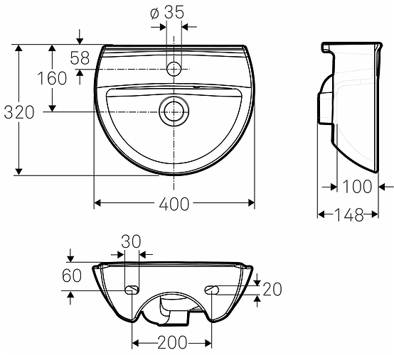 15142 Подвесная раковина настенная прямоугольная IFO  - Вид №1