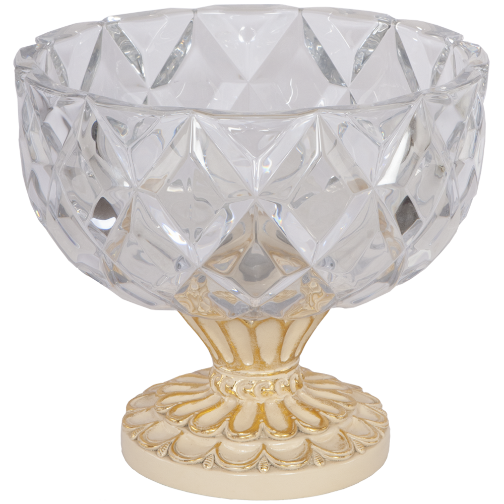 52078 BOGACHO Фруктовница конфетница Бриз Айвори мрамор / стекло  - Вид №2