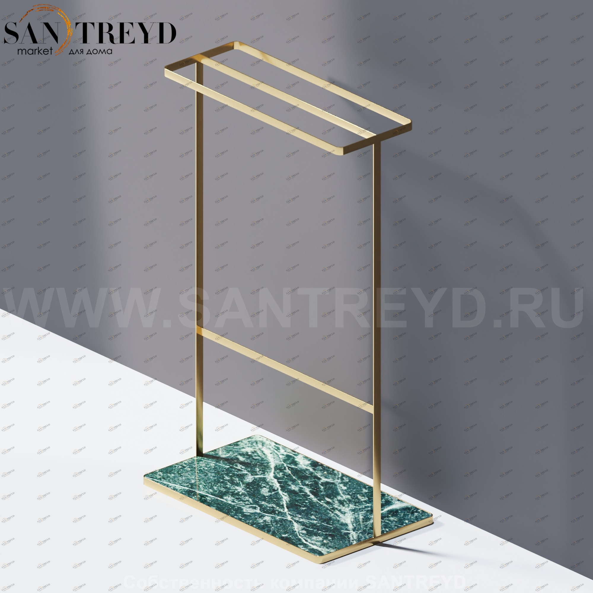 Agape MEMORY Полотенцедержатель напольный из зеленого мрамора в бронзовом каркасе AMEM862NRVP