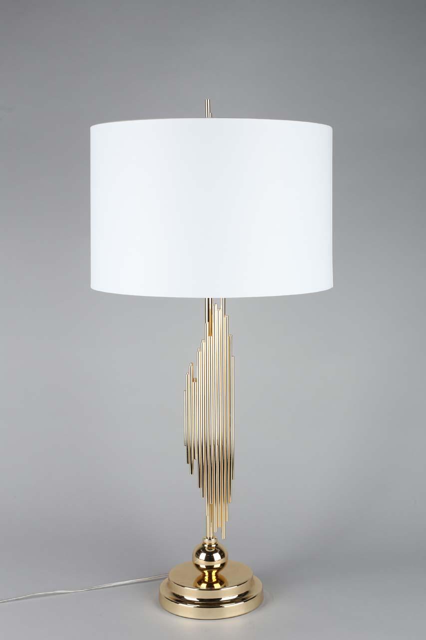 Настольная лампа золотая с белым абажуром Avelengo OML-83604-01 OMNILUX КЛАССИЧЕСКИЕ 00-3834828 Белый;золото  - Вид №2