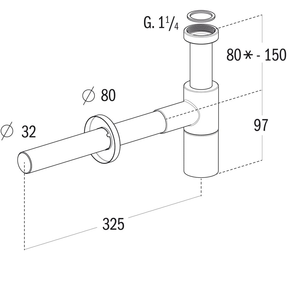 Сифон для раковины из хромированной латуни Redi Nicoll ARCH-00141796 - Вид №2