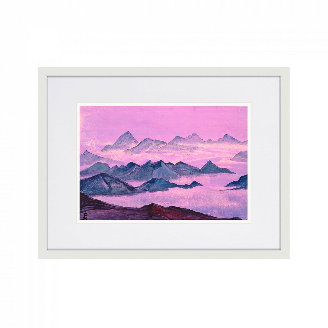 Картина в деревянной раме 42х32 см "Гималаи (этюд). Священные Гималаи. 1934г." КАРТИНЫ В КВАРТИРУ  264838 Белый;розовый;черный;разноцветный  - Вид №1