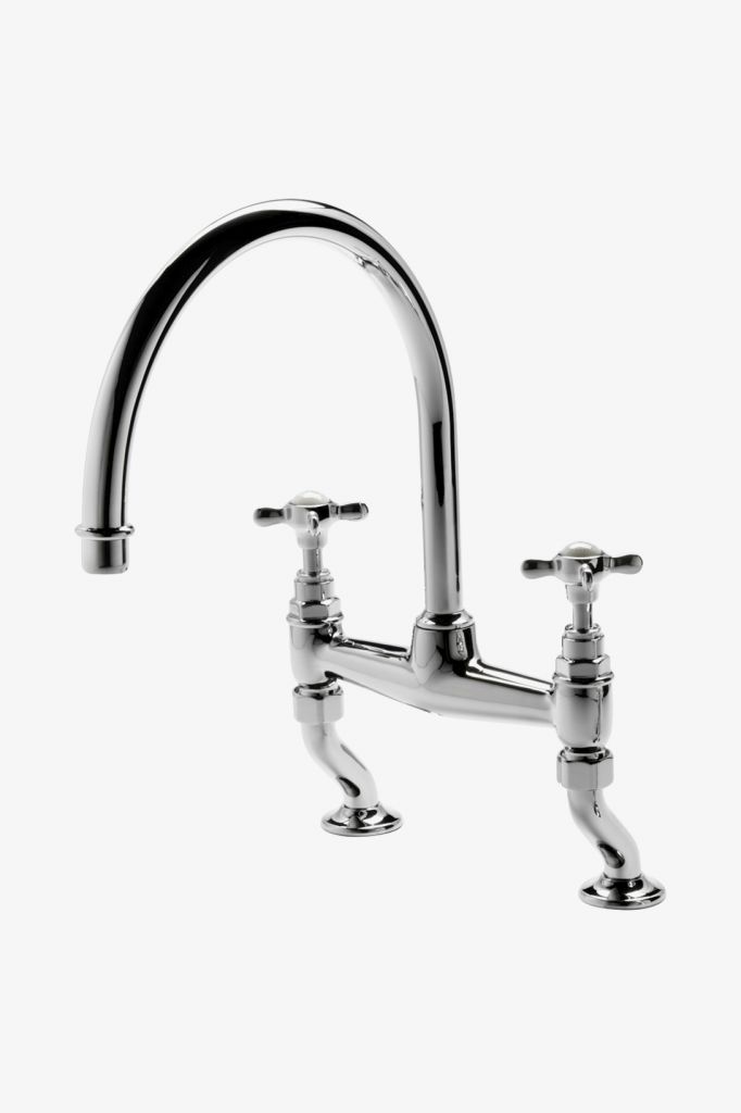 EAKM11 Faucet кухни Gooseneck моста винтажного 2 Easton 2 отверстия, ручки металла перекрестные Waterworks 