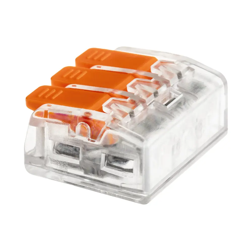 Клеммы соединительные монтажные с рычажком Duwi СМК 223-413 3-проводные 4мм² прозрачные 5шт 26613 6 STLM-2163635 - Вид №2