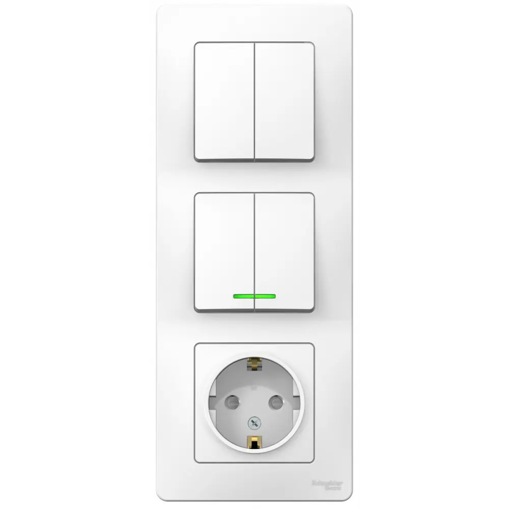 Блок розеток накладной Systeme Electric 2 клавиши с подсветкой цвет белый STLM-2152158