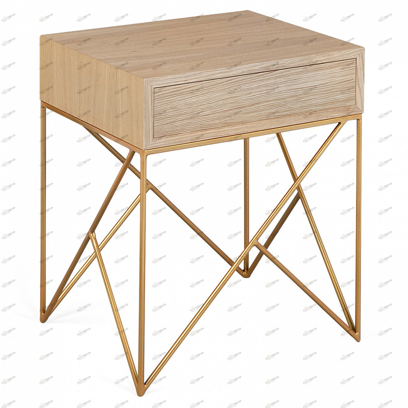 Тумбочка прикроватная с ящиком светлый дуб с золотом Prince box INTELLIGENT DESIGN  260721 Бежевый;дуб сонома 