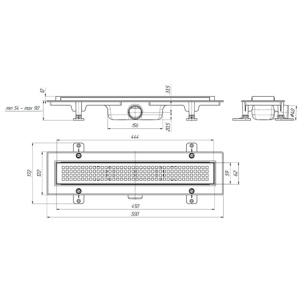 Трап для душа Equation комбинированный затвор 450x62 мм пластик цвет серый/серебристый 89327493 STLM-2006206  - Вид №2