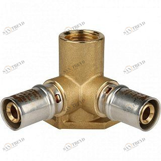 Тройник угловой настенный STOUT 16х1/2"х16 ВР под пресс SFP0015001216