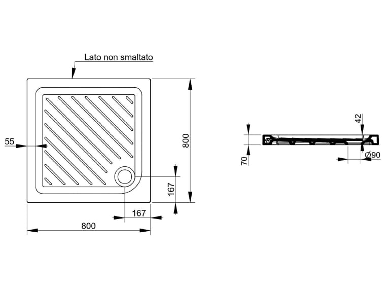 Керамический нескользящий квадратный поддон для душа Ceramica Dolomite Gemma2 ARCH-00002184 - Вид №1