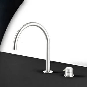Кухонный смеситель сталь глянцевая с серой ручкой Kitchen Radomonte TKI32LCIL29