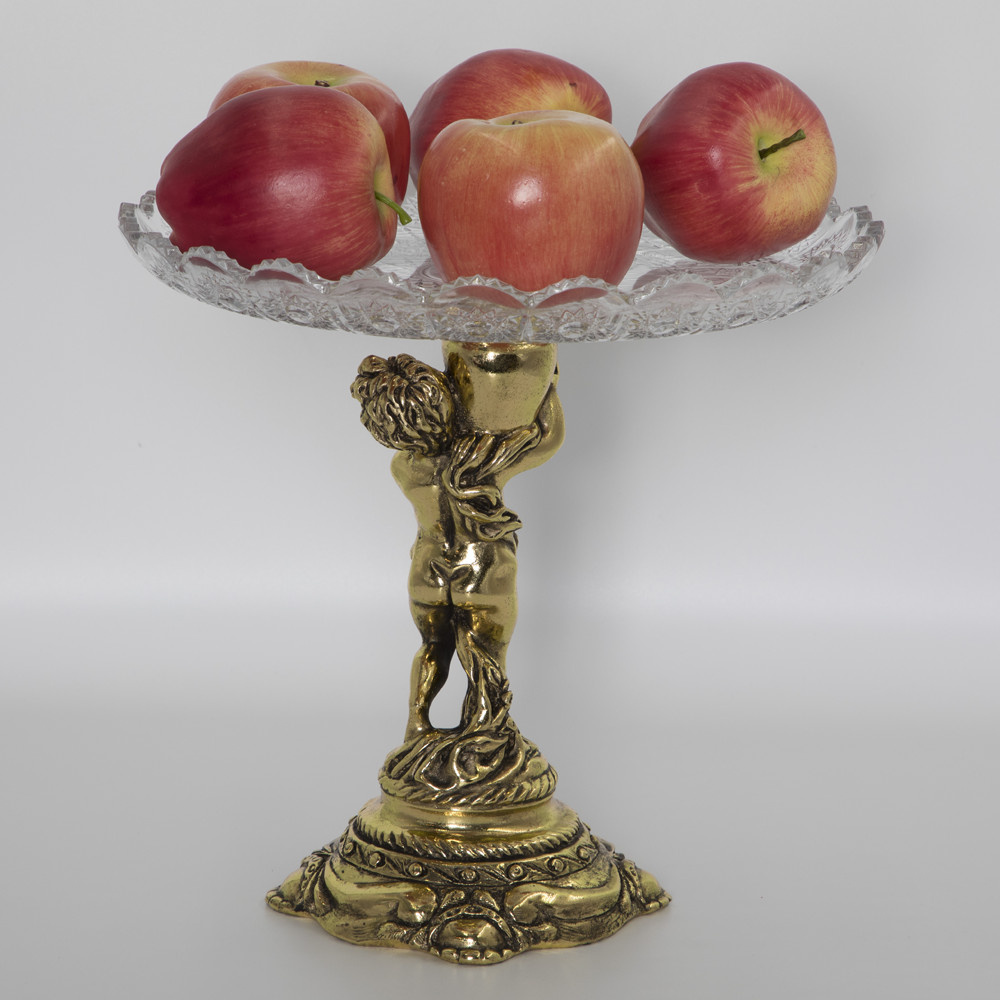 52092 BOGACHO Фруктовница-конфетница Путти с кувшином-5 Бронза мрамор / стекло  - Вид №4