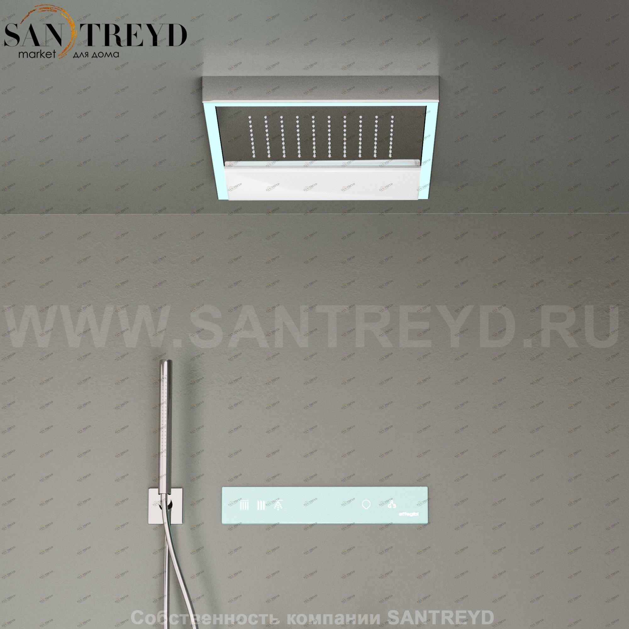 Effegibi FEELGOOD.1 Потолочный душ с сенсорной панелью управления и ручным душем хромированный PP50000042 FEEL GOOD