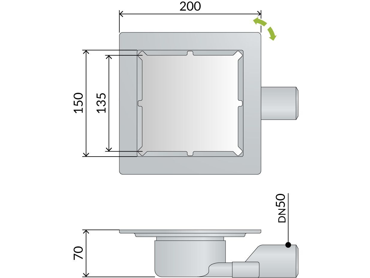 СИФОНАЛЬНЫЙ слив для слива пола из АБС-пластика OMP Unseen ARCH-00101428 - Вид №5