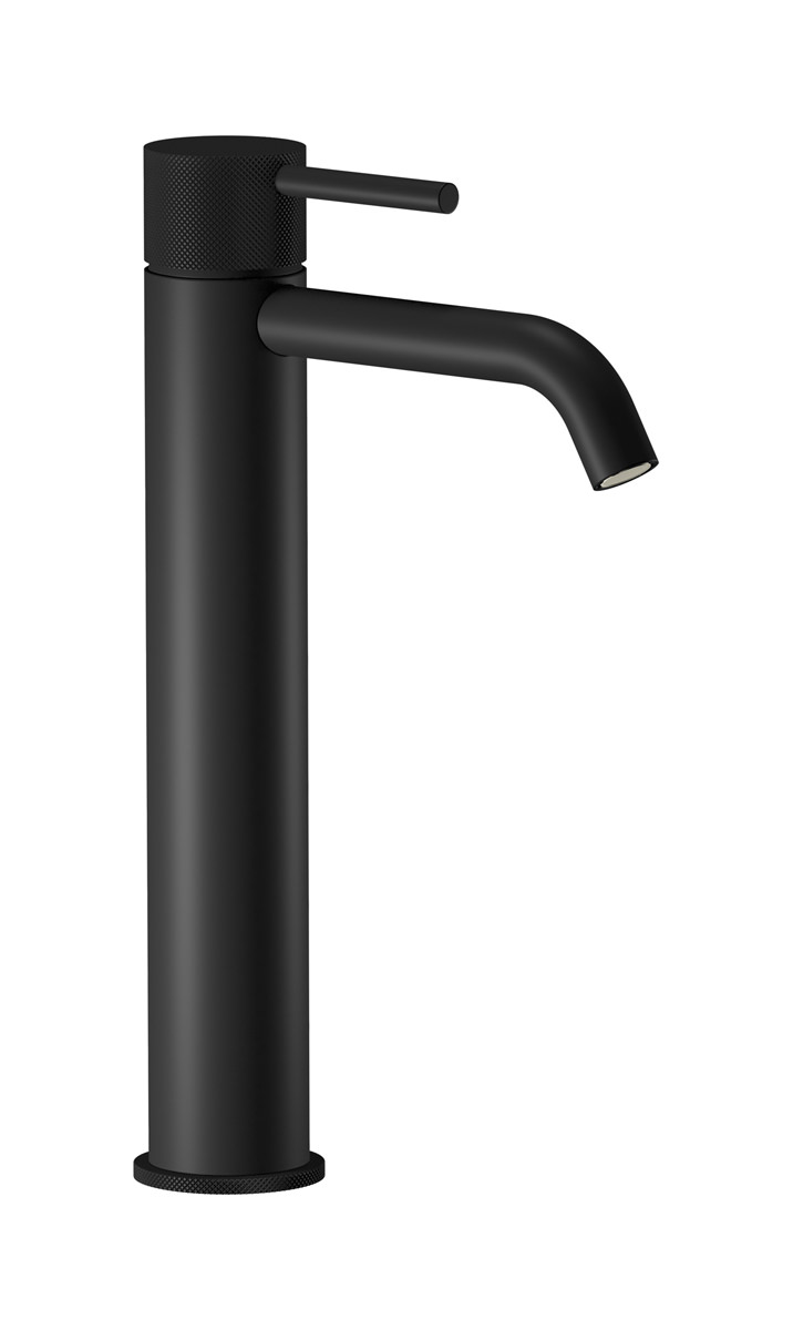 Высокий смеситель для раковины на 1 отверстие в комплекте с донным клапаном. WE ARE IB id202np Matt Black Industria