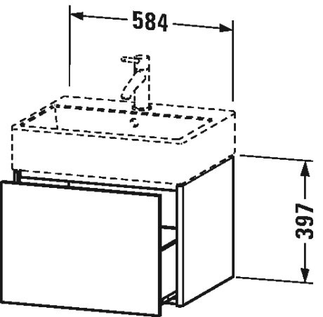 XS409304949 Тумбочка подвесная XSquare #XS4093 584 x 460 мм Графит матовый, декор Duravit - Вид №1