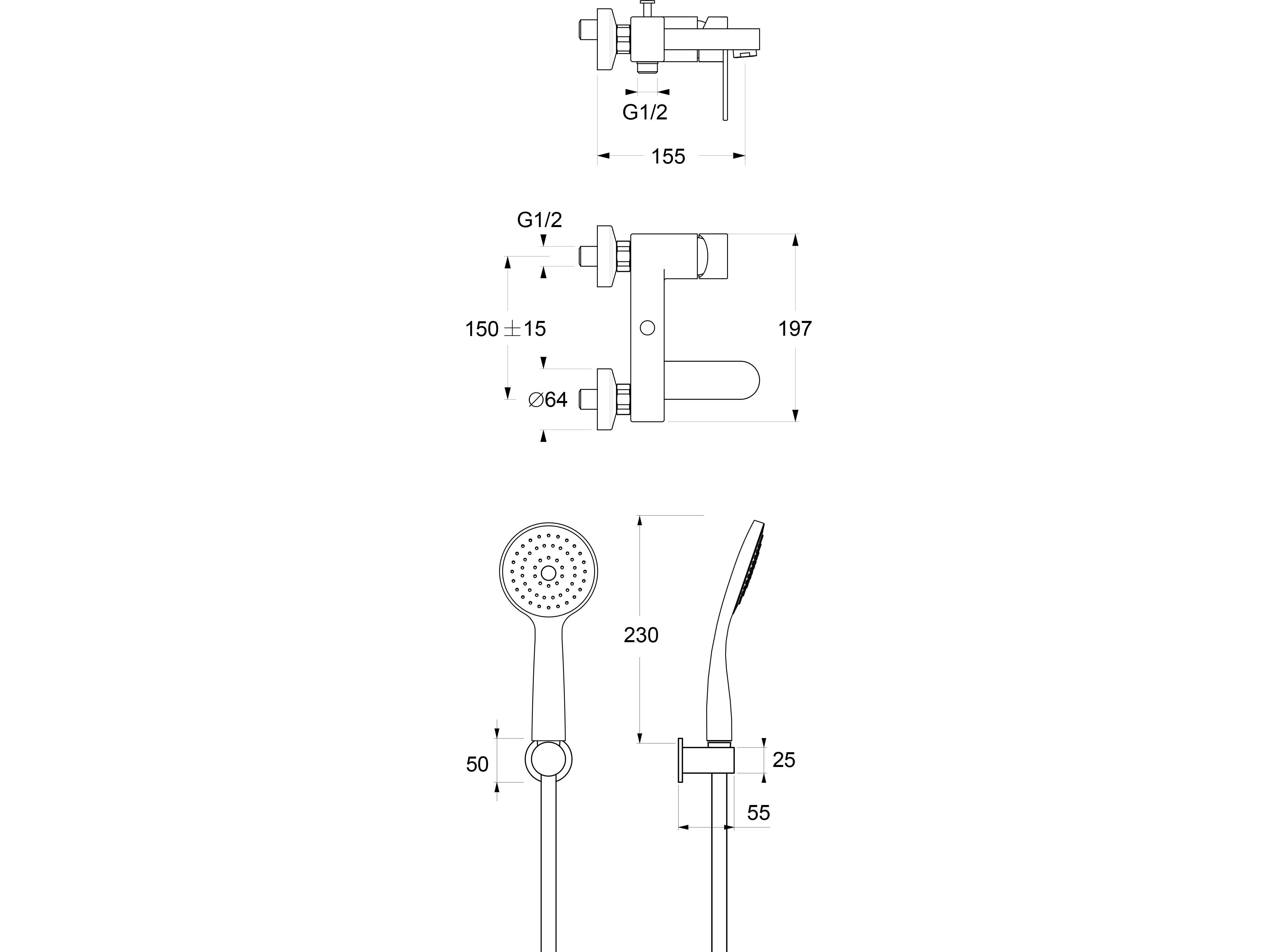 Однорычажный смеситель для ванны с ручным душем GUGLIELMI RUBINETTERIE Gugu ARCH-00049075 - Вид №3