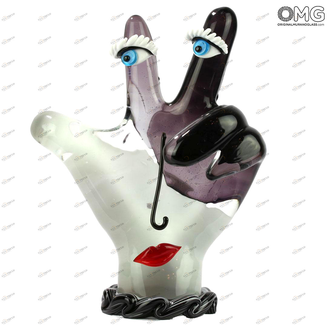 4696 ORIGINALMURANOGLASS Провокацинная скульптура Средний палец - Pop Art - Пикассо - муранское стекло 15 см PICASSO